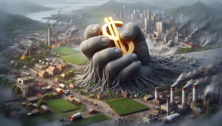 A giant hand representin